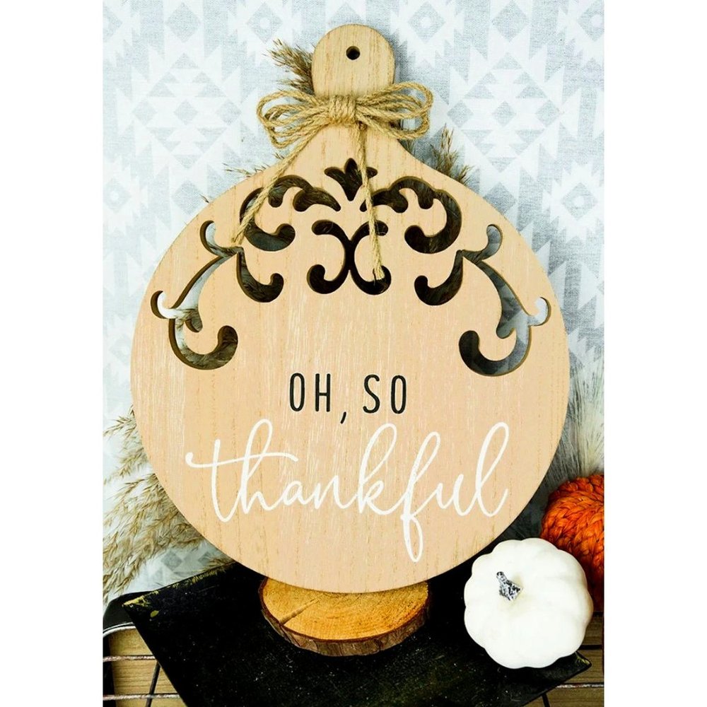 Bread Board, Wooden Wall Sign. "Oh, So Thankful". Fall, Thanksgiving. NWT.